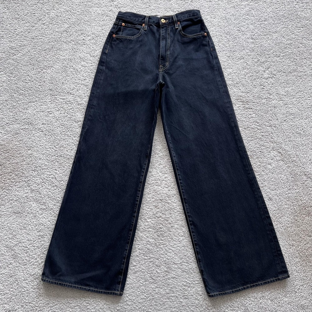 SLVRLAKE Eva Super Wide Leg Night Flight Jeans Womens 29 Black High Rise